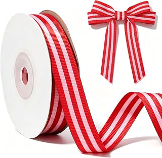 Whaline Stripe Ribbon 10 Yard Double-Sided Red Pink Striped Grosgrain Ribbon Woven Ribbed Craft Ribbons for Valentine's Day Wedding Decor Wreath: Fabric Sourcing and Quality Notes