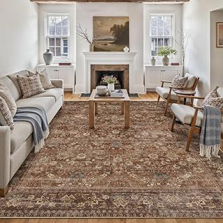 HUGEAR 9x12 Brick Red Vintage Floral Washable Area Rug for Living Room: Jacquard Weave and Production Notes