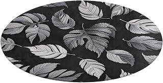 Black Gray Leaf Jacquard Round Rug Soft Absorb Water Coral Velvet Floor Mat Non-Slip Small Area Rugs for Bedroom Room Office Home Decorative 90: Jacquard Weave and Production Notes