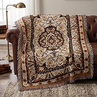 DaDa Bedding Woven Tapestry Throw Blanket, Persian Damask Fringe, 50x60: Jacquard Weave and Production Notes