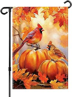 Fall Cardinals and Pumpkins Garden Flag 12x18 Inch,Thanksgiving Yard Decor: Fabric Sourcing and Quality Notes