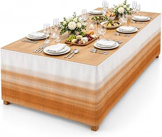 9Ft Table Skirt, Orange White Ombre Table Skirt for Rectangle Tables & Round Tables, Decorative Desk Skirts, Farmhouse Retro Simple Striped Art: Ombre Dyeing and Production Notes