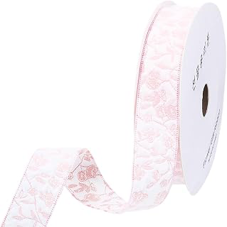 2 Rolls About 20 Yards Pink White 3D Rose Flower Pattern Floral Ribbon Spring Printed Polyester Fabric Ribbons Bulk with Spool for Sewing Making: Print Design and Production Notes