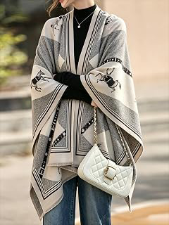 Women Vintage Horse Print Geometric Border Jacquard Pashmina Shawl Wrap Fringe Edge Warm Poncho Scarf: Jacquard Weave and Production Notes