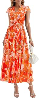Womens Summer Dresses 2026 Flutter Short Sleeve V Neck Floral Mesh Dress Flowy Beach Vacation Long Dresses: Ombre Dyeing and Production Notes
