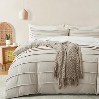 Oli Anderson 3PCS Pleated Duvet Cover Set, Linen, Queen: Jacquard Weave and Production Notes