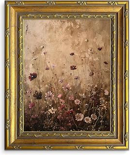 Wildflower Botanical Wall Art Vintage Gold Framed Floral Wall Decor: Print Design and Production Notes