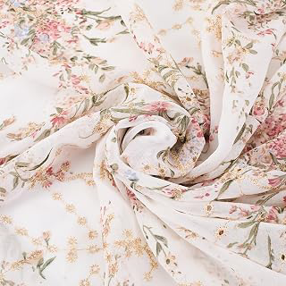 GORGECRAFT Metallic Embroidered Eyelets Chiffon Fabric 51.2 inch Jacquard Drape Floral Printing Lace Fabric 1 Yard Embroidery Applique Ribbons: Jacquard Weave and Production Notes