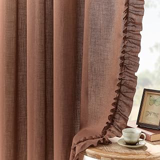 Dark Terracotta Farmhouse Linen Curtains for Living Room 58x72 Inch 2 Pcs: Jacquard Weave and Production Notes