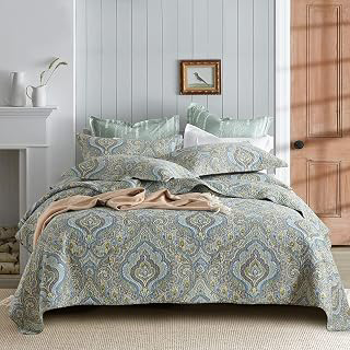 Autumn Dream Cotton Bedspread Quilt Sets, 3 Pieces Reversible Comforter Coverlet Sets, Classical Damask Paisley,King Size: Jacquard Weave and Production Notes
