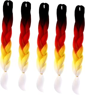 5pcs Ombre Braiding Hair Extensions Synthetic Gradient Color: Ombre Dyeing and Production Notes