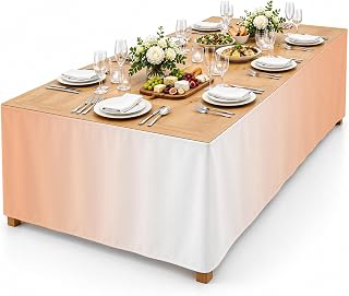 9Ft Table Skirt, LightSalmon Ombre Table Skirt for Rectangle Tables & Round Tables, Decorative Desk Skirts, Modern Gradient Abstract Art Party: Ombre Dyeing and Production Notes