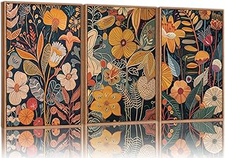 SIGNINART Orange Floral Framed Canvas Wall Art Set of 3, Mid Century Modern Flower Wall Decor, Neutral Plant Artwork, Boho Botanical Art Prints: Print Design and Production Notes