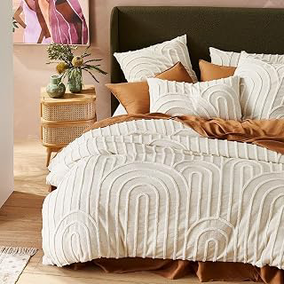 INDACORIFY White Cotton Beautiful Tufted Duvet Cover Bohemian Duvet Cover Comforter Doone Cover Washed Indian Cotton Duvet 2 Pillow Cover Custom: Jacquard Weave and Production Notes