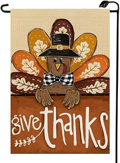 Give Thanks Turkey Thanksgiving Garden Flag 12x18 Inch Double Sided for Outside Burlap Small Welcome Fall Harvest Seasonal Autumn Farmhouse Yard: Fabric Sourcing and Quality Notes