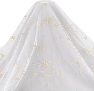 1 Yard White Lace Fabric Beautiful Star and Moon Embroidery Lace Mesh Fabric Tulle 59 Inches Wide Polyester Gauze Embroidered Veil for Wedding: Fabric Sourcing and Quality Notes