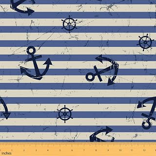 Nautical Fabric By The Yard, Ship Anchor Rudder Upholstery Fabric, Stripes Ocean Coastal Theme Decorative Fabric, Adventure Beach Waterproof: Fabric Sourcing and Quality Notes