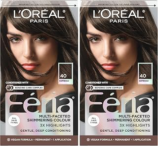 L'Oreal Paris Feria Multi-Faceted Shimmering Permanent Hair Color, 40 Espresso, Pack of 2, Hair Dye: Ombre Dyeing and Production Notes