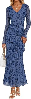 Womens Fall Wedding Guest Floral Long Sleeve Bodycon Maxi Dress: Print Design and Production Notes