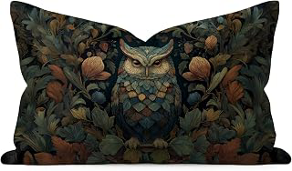 William Morris Inspired Design Floral Pillow Covers, Vintage Floral Owl Print Throw Pillow Covers Home Decor, Retro Pillowcase Cushion Cover for: Jacquard Weave and Production Notes