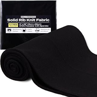 1x1 Solid Rib Knit Fabric, 6 x 39 Inches, Black: Fabric Sourcing and Quality Notes
