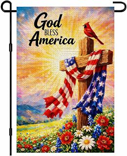 IVN Patriotic Red Bird Cross Garden Flag 12x18 Inch Double Sided: Fabric Sourcing and Quality Notes