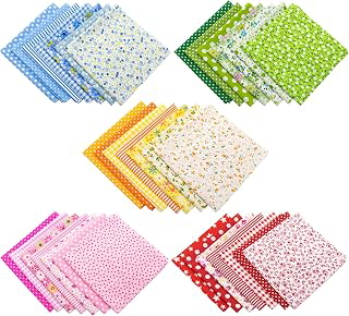 AUEAR, 35 Pack Cotton Print Fabric Bundle Squares 9.8