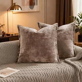 Velvet Pillow Covers 2 Pack Soft 26x26 Pillow Covers Solid Square Euro Shams Decorative Couch Pillow Cases with Wide Border for Sofa Bed Home: Jacquard Weave and Production Notes