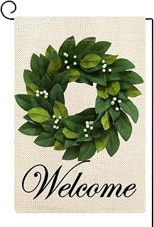 Baccessor Wreath Summer Garden Flag Magnolia Leaves Welcome Small Yard Flag 12.5 X 18 Inch Double Sided Burlap Spring Flag for Outside Decor: Fabric Sourcing and Quality Notes