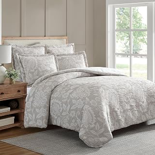 Levtex Home - Sarrah Natural Duvet Cover Set - King Duvet Cover + Two King Pillow Cases - Floral - Beige Cream - Duvet Cover (106 x 94in.) and: Jacquard Weave and Production Notes