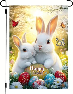 Happy Easter Garden Flag Bunny Decor 12x18 Double Sided Outside: Fabric Sourcing and Quality Notes