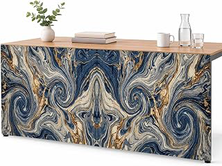 6Ft Table Skirt, Navy Blue Ombre Table Skirt for Rectangle Tables & Round Tables, Decorative Desk Skirts, Modern Abstract Art Coastal Nautical: Ombre Dyeing and Production Notes