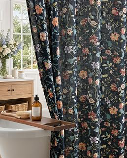 jinchan Linen Shower Curtain for Bathroom with 12 Hooks,Blue,70x72: Jacquard Weave and Production Notes