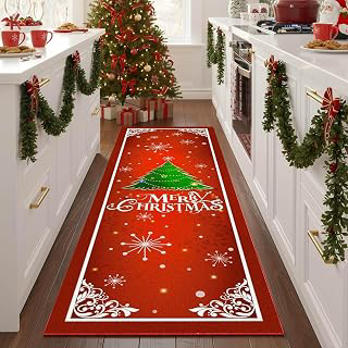 Christmas Runner Rugs for Hallway Long Washable Non-Slip Rug Low-Pile Stair Kitchen Oriental Throw Carpet Entrance Bathroom Living Dining: Jacquard Weave and Production Notes