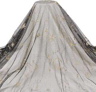 BENECREAT 1 Yard Glitter Tulle Fabric, 62inch Stars Moon Lace Fabric Polyester Embroidered Mesh Lace Accessories for Wedding Veils, Formal: Fabric Sourcing and Quality Notes