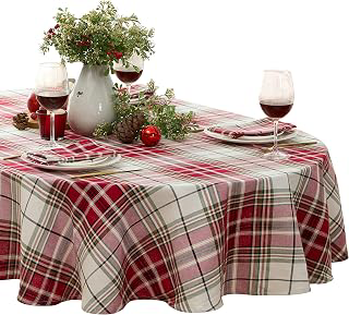 Newbridge Christmas Sully Red Plaid 60x84 Inch Oval Fabric Tablecloth: Jacquard Weave and Production Notes