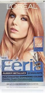 L'Oreal Paris Feria Multi-Faceted Shimmering Permanent Hair Color, 822 Rose Gold (Medium Iridescent Blonde), Pack of 1, Hair Dye: Ombre Dyeing and Production Notes