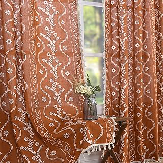 Schweek Terracotta Boho Curtains 84 Inches Length 2 Panels for Living Room: Print Design and Production Notes