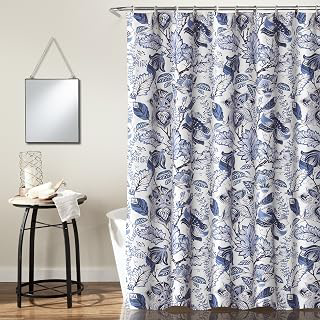 Lush Decor, Blue Cynthia Jacobean Shower Curtain-Fabric Floral Print Design,72 x 72: Jacquard Weave and Production Notes