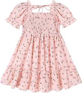 Toddler Girl Dress Puff Sleeve Floral Smock Boho Summer Dresses 2-7Y: OEM Production and Sizing Notes