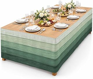 9Ft Table Skirt, Turquoise Ombre Table Skirt for Rectangle Tables & Round Tables, Decorative Desk Skirts, Farmhouse Vintage Wooden Striped Party: Ombre Dyeing and Production Notes