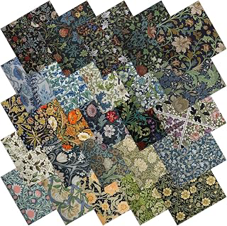25 Pcs William Morris Cotton Fabric Squares, 10 x 10 Inch, Floral: Print Design and Production Notes