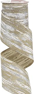 MEEDEE 4 Inch White and Silver Glitter on Tan Burlap Birch Bark Wired Ribbon - 10 Yard Roll - Christmas Tree Ribbon for Gift Wrapping, Wreath: Fabric Sourcing and Quality Notes