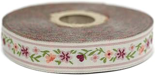 11 Yard Spool 0.62 inches Wide Pink White Floral Jacquard Ribbon Woven Ribbon Authentic Ribbon Sewing Scroll Jacquard Trim Ribbons 16947: Jacquard Weave and Production Notes