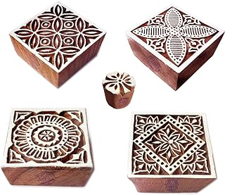 Fabric Print Stamps Crafty Square Floral Shape Wooden Blocks (Set of 5) Htag1855: Print Design and Production Notes