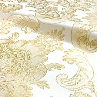 4 Colors 110 Wide Royal Floral Damask Jacquard FabricDrapery,Upholstery,Pillow,Decor,Costume (Ivory Gold): Jacquard Weave and Production Notes