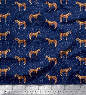 Soimoi Cotton Canvas Blue Fabric - by The Yard - 44 Inch Wide - Horse & Dot Animal Fabric - Contemporary Fusion of Nature and Modern Style: Fabric Sourcing and Quality Notes