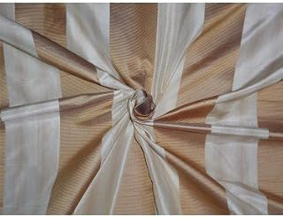 100% Silk Taffeta Jacquard Ribbed Stripe Dark Cream and Caramel 54