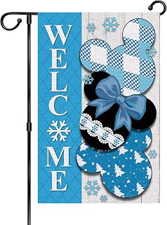 Winter Snowflake Garden Flag,Blue Mouse Style Welcome Winter Holiday Decorative Yard Flag,Small Burlap Holiday Snowflakes Flag for Outside Yard: Fabric Sourcing and Quality Notes