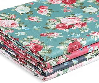 4 Pcs Floral Cotton Fabric by The Yard, 62 in×1 Yard Each, Rose Pattern Print Quilting Fabric Bundle, Nostalgic Romantic Flower Print Fabrics: Print Design and Production Notes